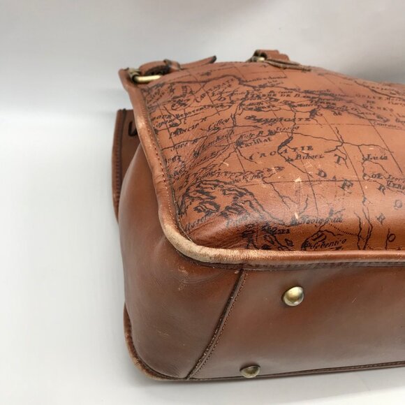 Patricia Nash Brown Leather Map Print Tote And Wallet - Picture 7 of 12